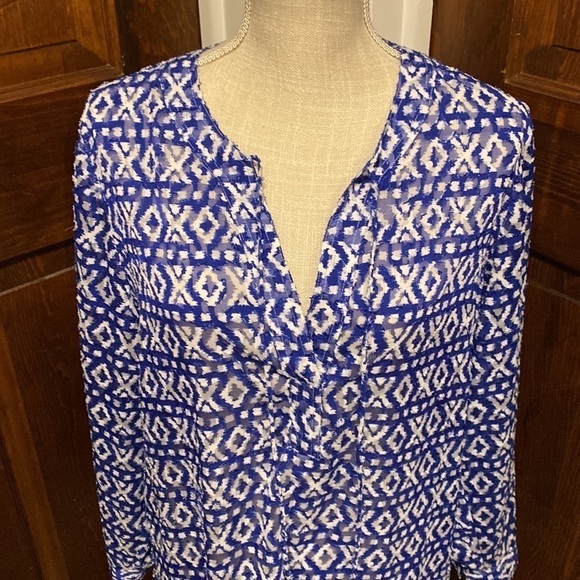 Chico's Sheer Long Sleeve Blouse - Picture 2 of 7